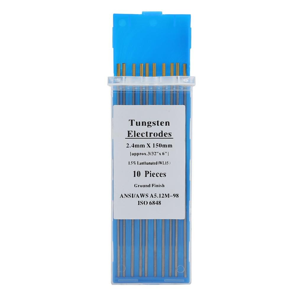10 pièces/boîte de soudage lanthane 15 électrodes de tungstène WL TIG pour acier inoxydable alliage métallique soudage baguettes à souder ensemble basse température
