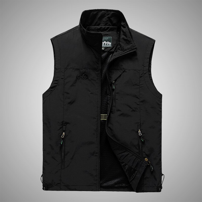 FGKKS Primavera Nuovi Uomini Gilet Per Il Tempo Libero All'aperto Gilet di Colore Solido Giovane di Mezza Età Fotografia Pesca Gilet Casual Giacca Maschile: 4XL / Black