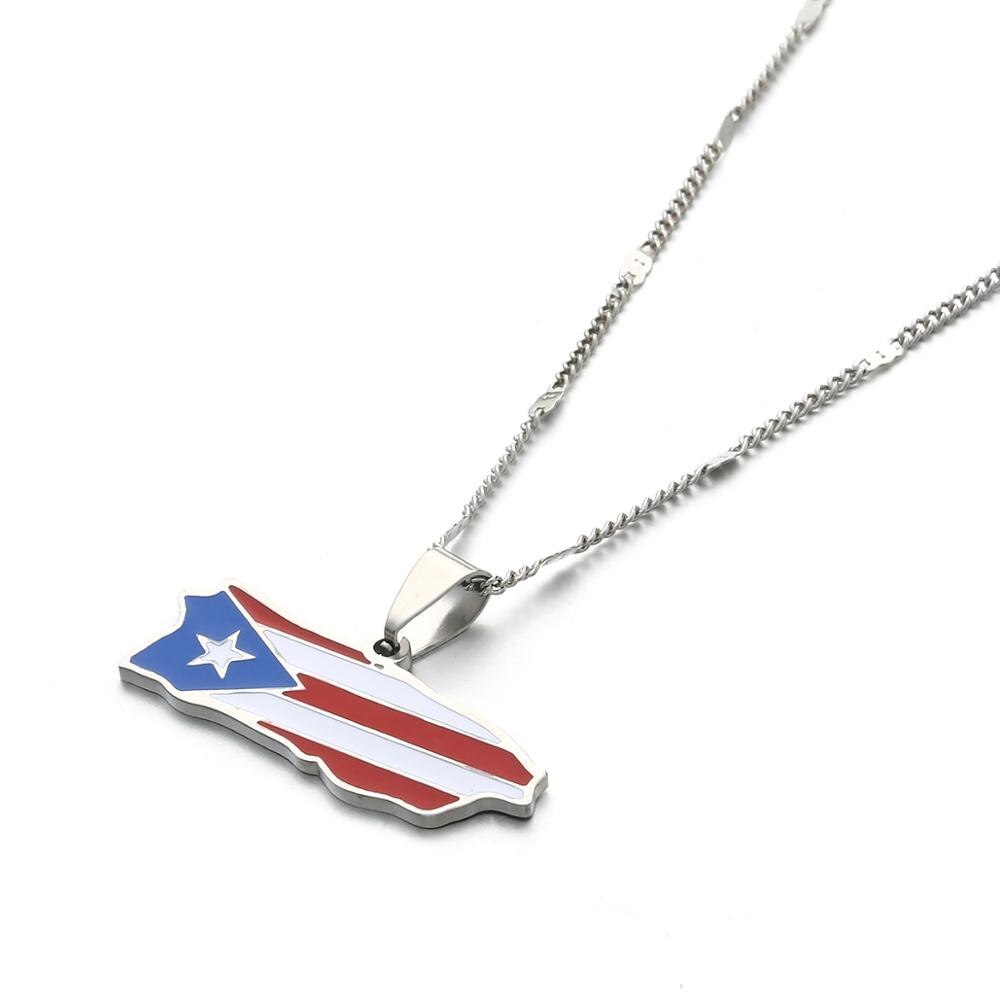 Trendy Emaille Puerto Rico Karte Anhänger Halskette für Frauen Puerto Ricans Karte Charm Schmuck