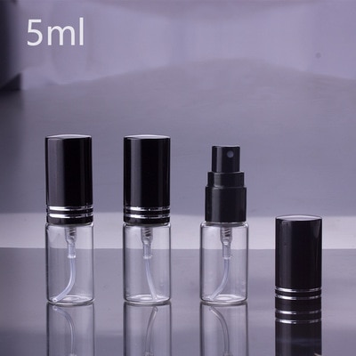 100 Stks/partij 5Ml 10Ml 15Ml Draagbare Zwart Glas Parfum Fles Met Verstuiver Lege Cosmetische Containers Voor Reizen