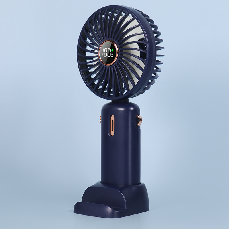 Handheld miniventilator 3000 mAh 5 snelheden USB opvouwbaar draagbaar bureau Buiten nek Oplaadbare ventilator Telefoonstandaard Scherm met basis: Paars