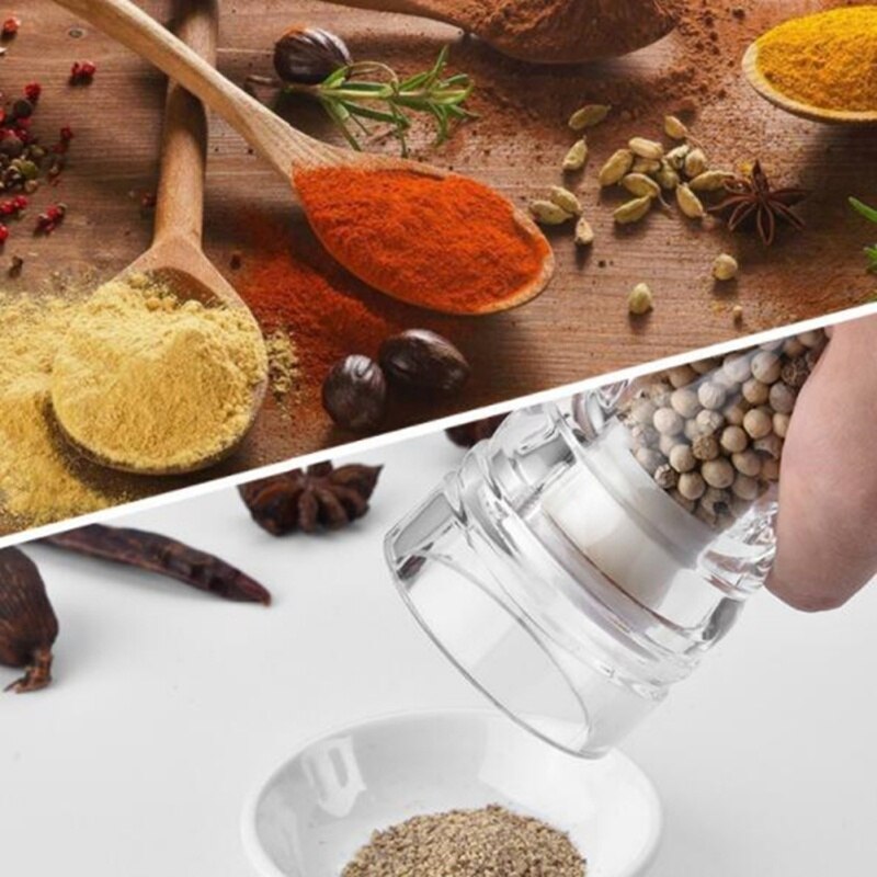 Acrylic Transparent Pepper Grinder Manual Pepper Grinder Ceramic Core Multi-purpose Seasoning Bottle For Kitchen Mills