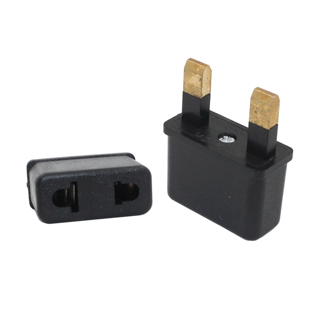 2pcs EU US to UK AC Power Socket Plug Travel Wall Charger Outlet Adapter Converter 2 Socket Input Pin For Phone Charging: black