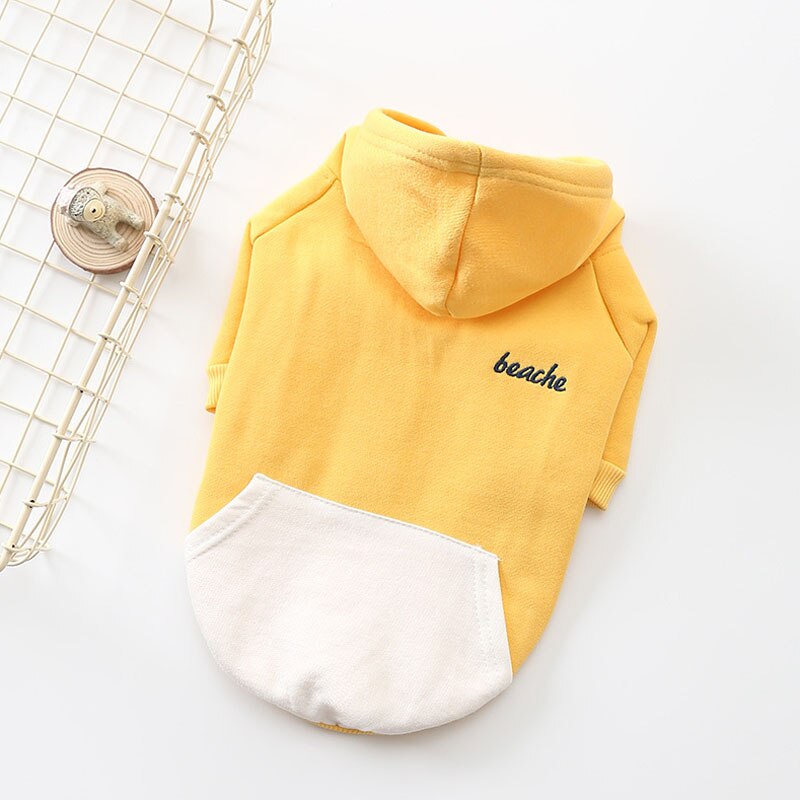 HSWLL stylish dog sweater in autumn Simple pure dog costume French bulldog pet clothes: Yellow / S