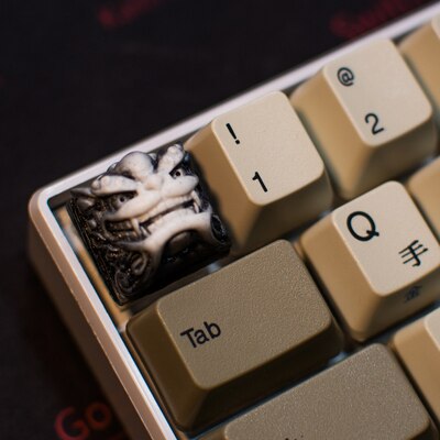 1 unidad de tapa de resina hecha a mano para interruptores MX Teclado mecánico individualidad Shishi keycap: Blanco