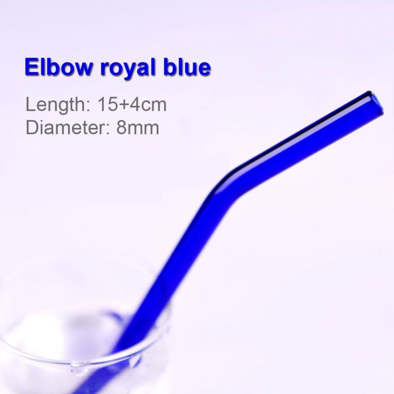Rainbow Color Reusable High Temperature Resistant Glass Drinking Straws Bent Drinking Straw Milk Drinkware Bar Party Accessory: D