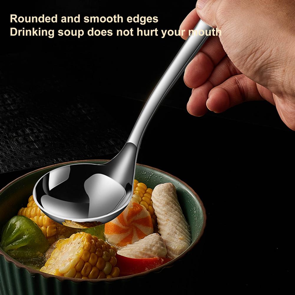 Long Handle Soup Ladle Stainless Steel Soup Spoon Strainer Scoop Food Grade Colander Spoon Pot Serving Spoon Tablespoons