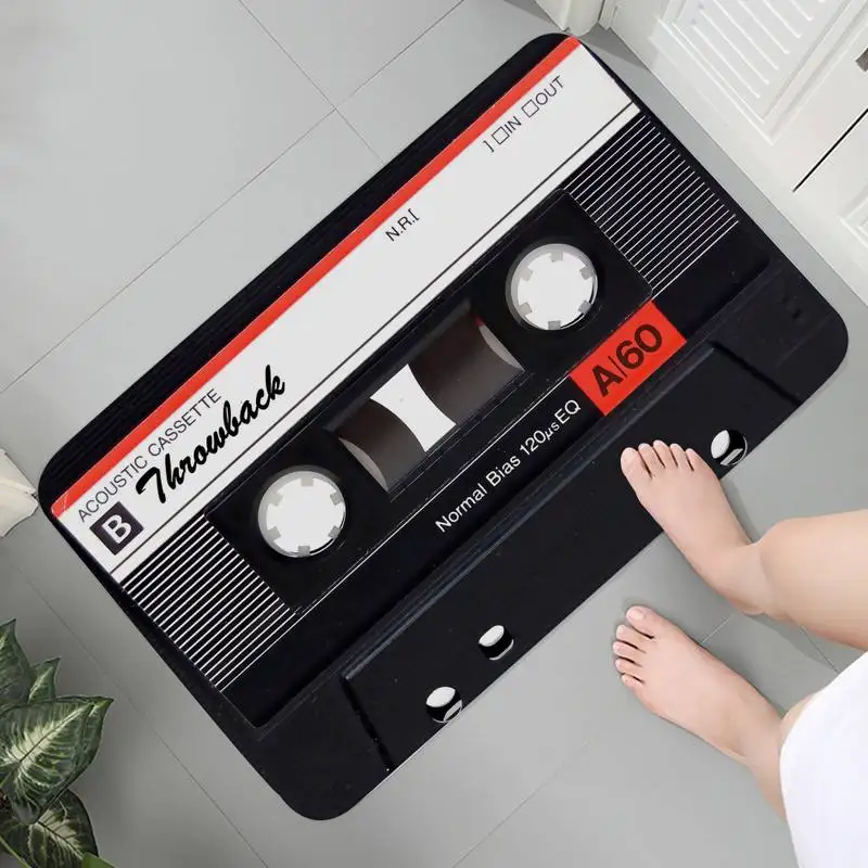 Tapete decorativo para puerta con cinta de casete, alfombra antideslizante de bienvenida para suelo, baño, cocina, dormitorio, habitación, decoración del hogar: 45x70cm / Gris claro