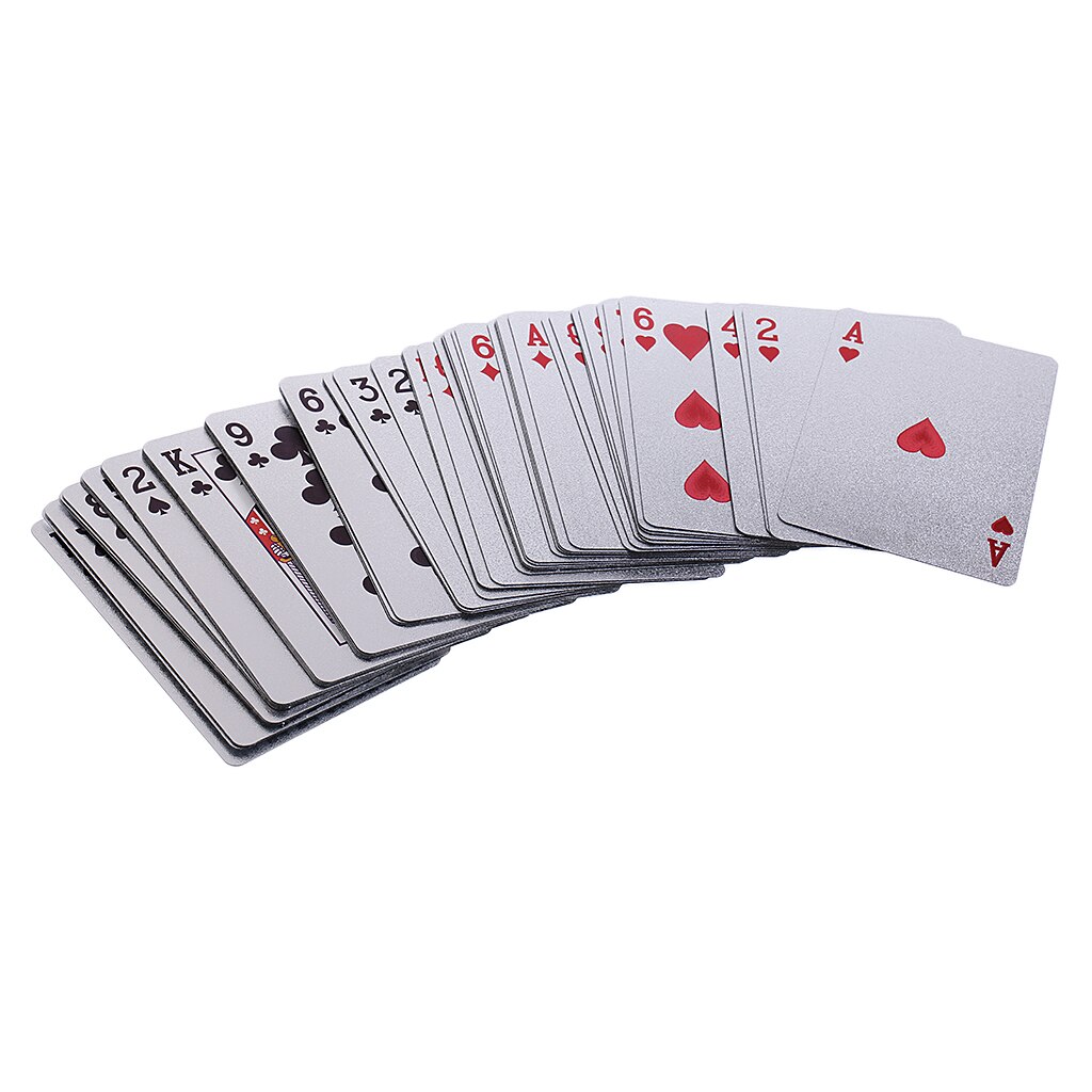 1 Deck Silver Foil Waterproof Plastic Poker PVC Playing Cards Game Pokers