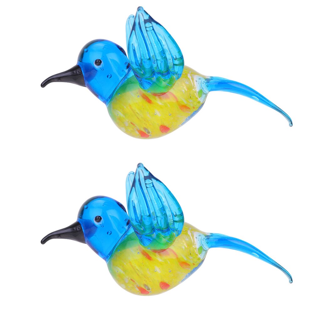 2Pcs Kleurrijke Glas Vogel Decoratie Ornament Opknoping Hummingbird Versiering