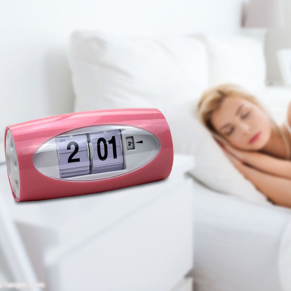 Table 12 Hours Alarm Clock Number Page Turning Auto Flip Home Decor Watch