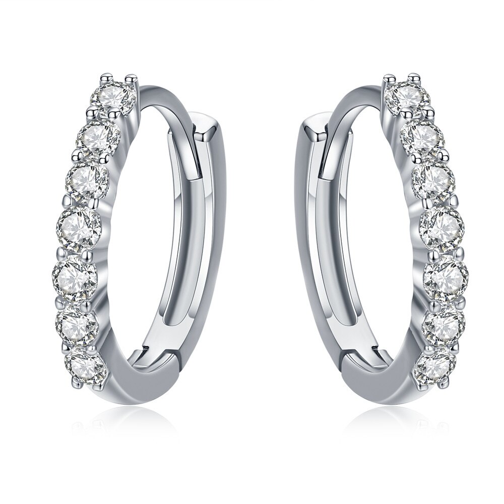 Wostu Vendita Calda Reale 925 Sterling Silver Dazzling Cz Orecchini Del Cerchio per Le Donne di Marca di Modo S925 Regalo Gioielli in Argento FIE351: FIE351-1H