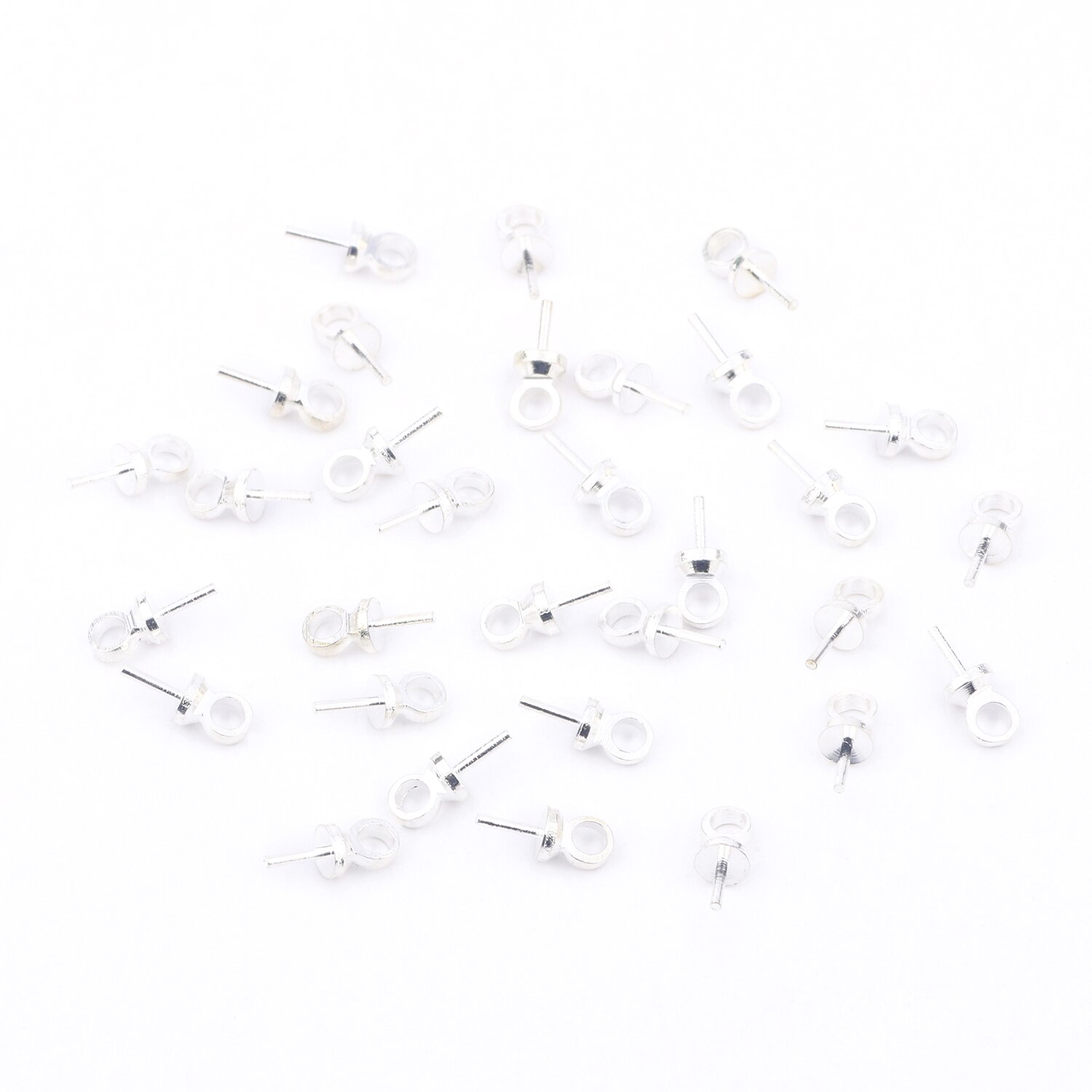 100/200pcs 6*3mm Copper Eye Pin Bail Pearl Charm Connector Bail For Pendants Supplies Diy Jewelry Findings Making Accessories: Silver / 6x3mm 200pcs