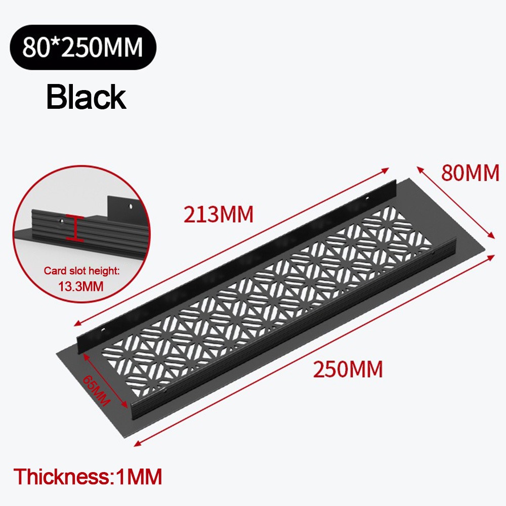 Aluminium ventilatieopeningen Cover Louvre Rechthoek Ventilatierooster Cover 50/80cm Breed Ademend Mesh Gat Ornamenten: Black