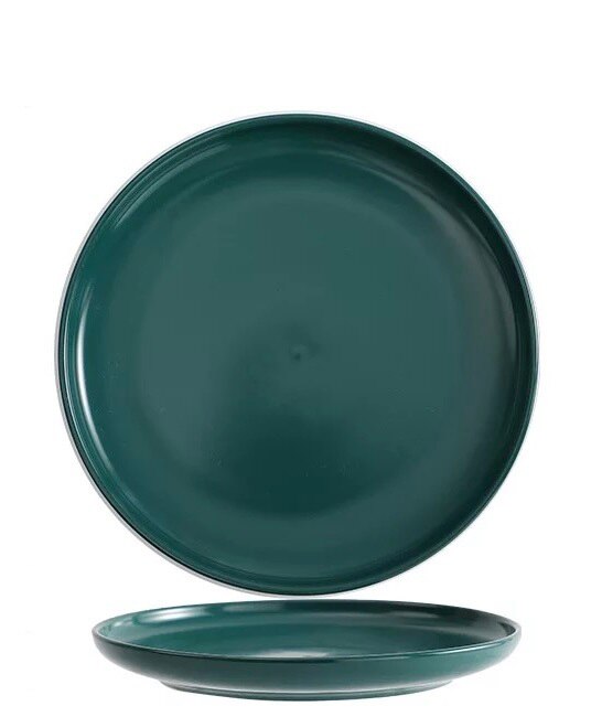 Vajilla de cocina de Color sólido, cerámica creativa Europea sencilla, bandeja para platos finos para ensalada, carne: green / 10 pulgadas