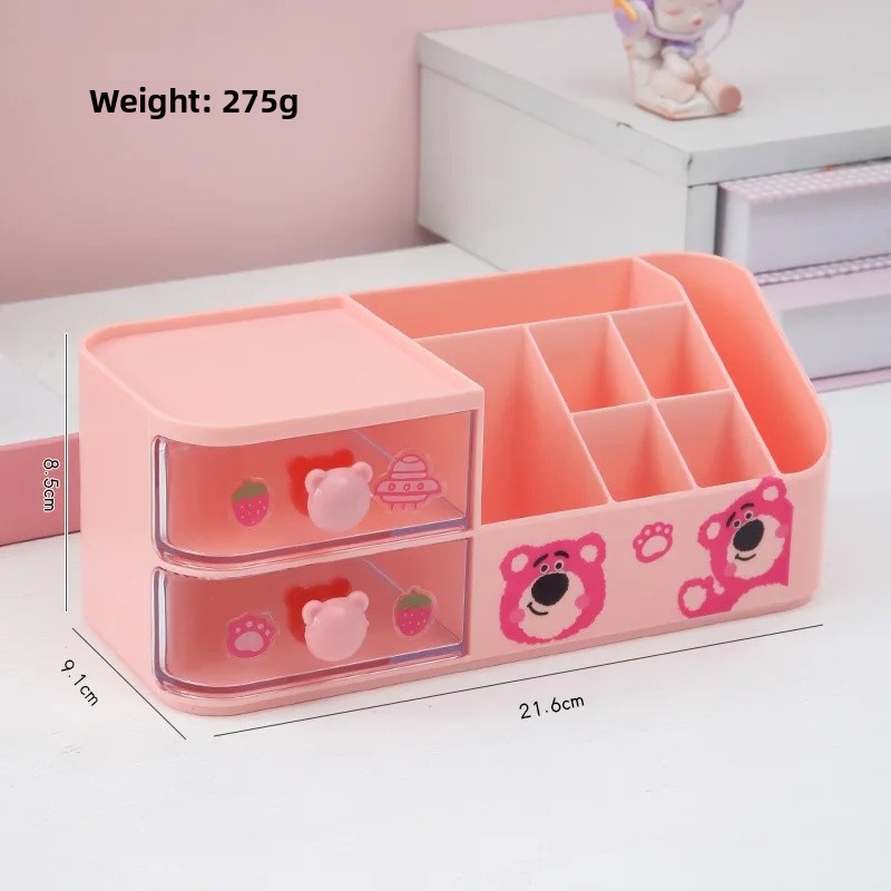 Organizador de escritorio estilo cajonera chica bonita corazón estudiante escritorio para niños papelería cepillo cosmético organizador portalápices plástico Ma: Azul