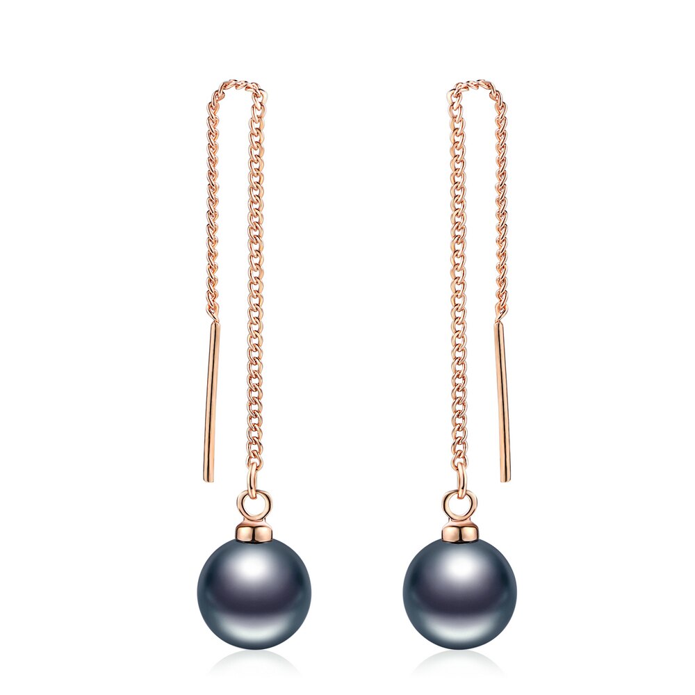 Orecchini pendenti lunghi intrecciati unici per le donne Piercing orecchino di moda a catena in oro rosa con catena per regali di gioielli per ragazze E243: rose gold pearl 033