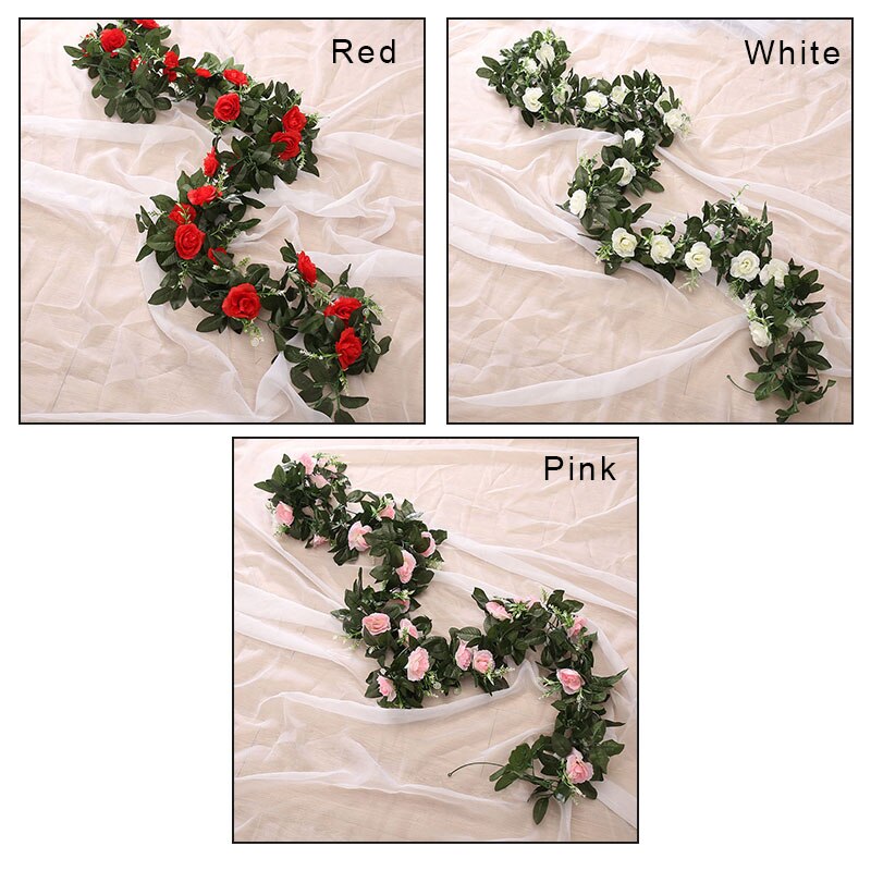 Artificial Flower Vine Rose 11 Flowers Natural Garland for Wedding Garden Decor B99