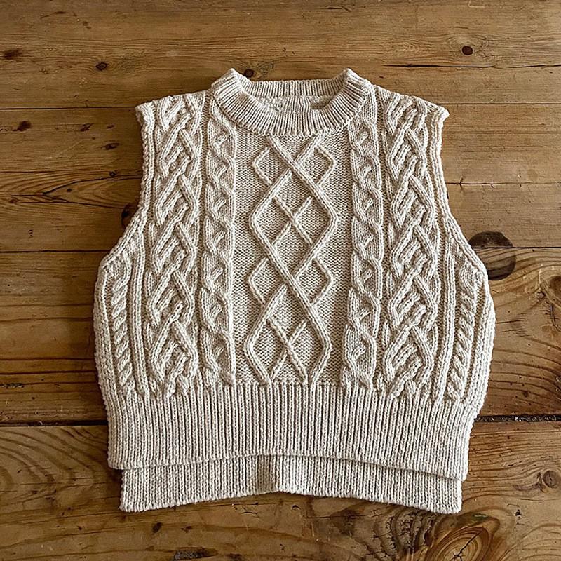 Gilet sans manches en coton pour bébé fille, pull-over d&#39;automne en tricot torsadé solide, vêtements d&#39;extérieur pour tout-petit de 0 à 3 ans: beige white / 24M