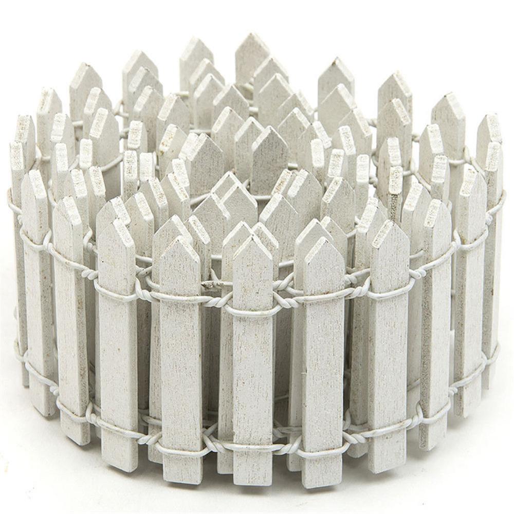 Miniature Fence Garden Decor DIY Fairy Garden Kit Wood Fence Accessories Realistic shape Hand-painted Garden Building: White