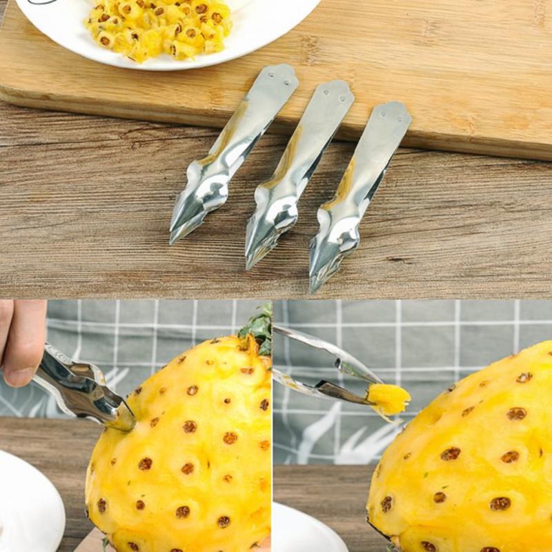 Desgranador de semillas de piña de acero inoxidable, pinzas de limpieza multifuncional para ensalada, cortador de frutas, removedor de núcleo, rebanada de Clip, 1 ud.