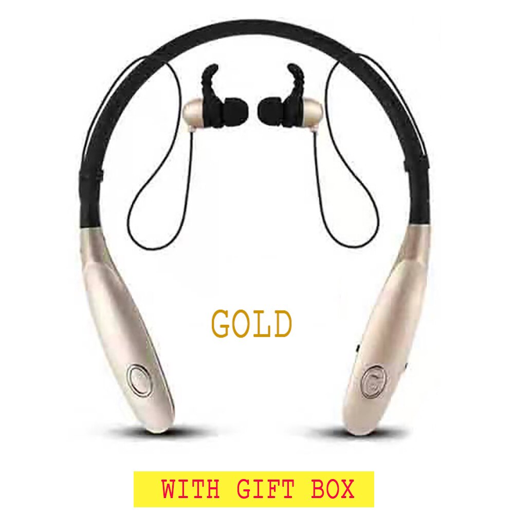 Auricolare Bluetooth 34Hr Cuffie Senza Fili In Esecuzione Sport Suono Basso Auricolare Con Microfono Per Il Iphone Xiaomi Auricolari: GOLD GIFT BOX