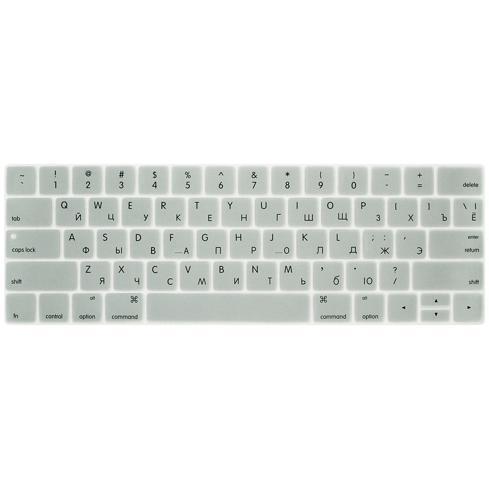 Cubierta de teclado ruso para Mac Book, 13, 15 pulgadas, con barra táctil, A1706, A1707, A1989, 1990, cubierta para teclado de portátil, película de teclado a Color: Plata