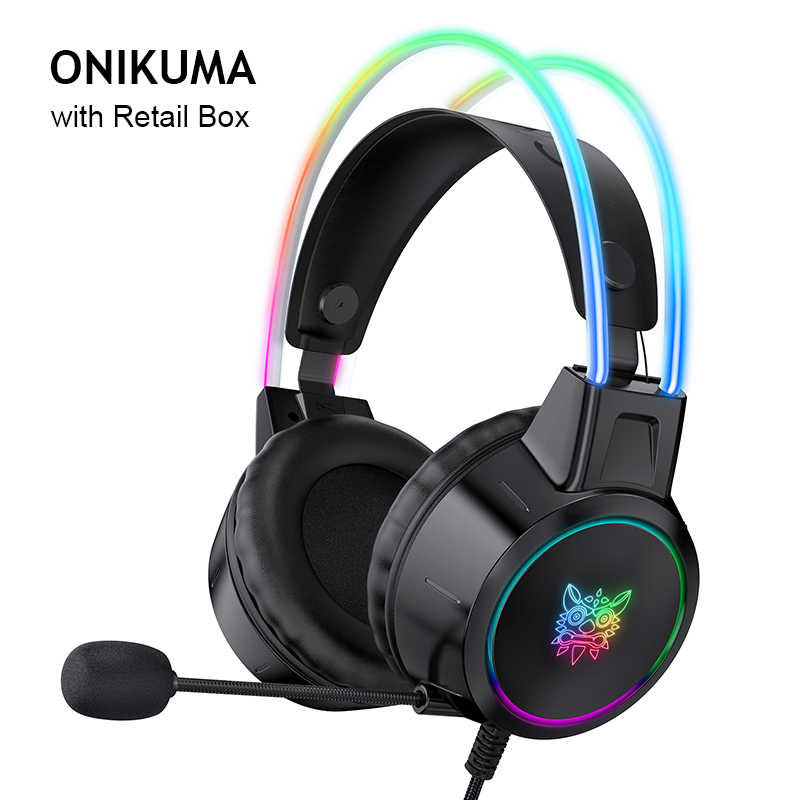ONIKUMA X15 gamingowy zestaw słuchawkowy Casque komputer dźwięk Stereo przewodowe słuchawki z mikrofonem kolorowe światło na laptopa PS4 Xbox One telefon: K15PRO black withbox