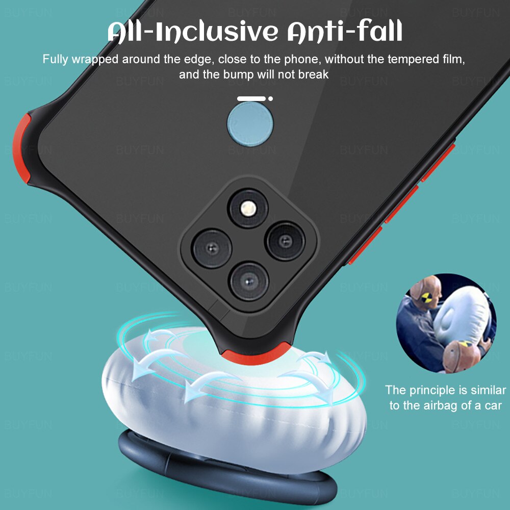 tpu bumper hard pc matte back cover for oppo a15 a15s a 15 s 15s 6.5‘’ case airbag armor shockproof protective coque funda