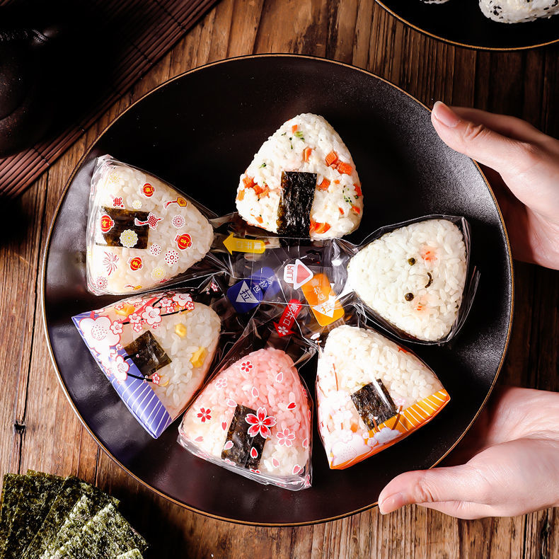 10pcs Japanese Style Triangle Rice Ball Packing Bag Japanese Cuisine Making Tools Bento Accessories