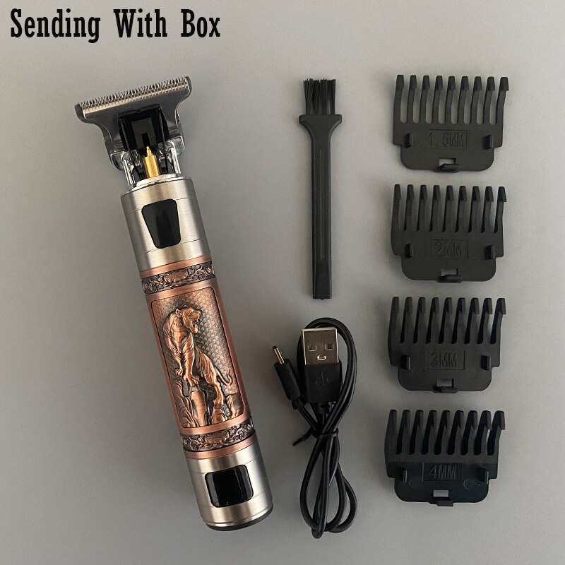 maquina T9 aparador de barba maquina de cortar cabello 2022 novos clippers óleo para máquina corte cabelo profissional por barbeador elétrico para homens maquina cabelo barba vintage t9 máquina t9 aparador cabelo: tiger LCD
