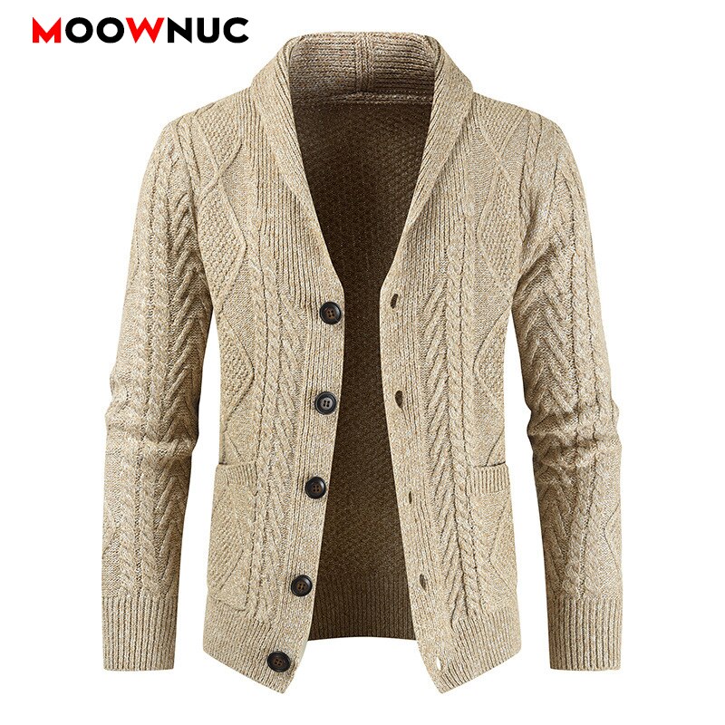 MOOWNUC – Cardigan à manches longues pour Homme, chandail à la , vêtements intelligents et décontractés, coupe cintrée, couleur unie, printemps