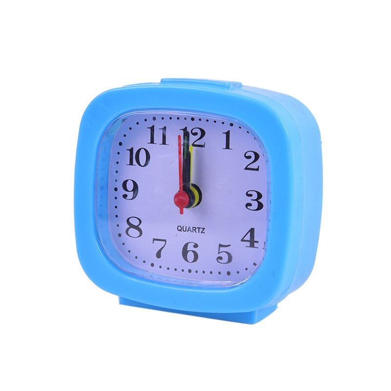Portable Clock for Student Alarm Clock Bedroom Desk Square Small Bed Compact Travel Quartz Beep clock Cute: Blue
