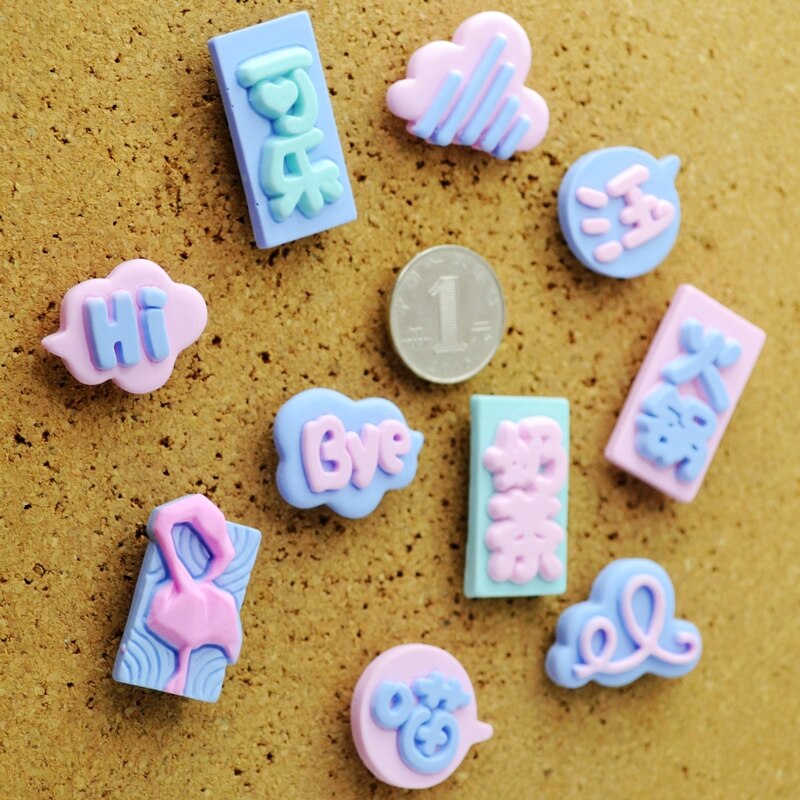 10 Pcs Resin Push Pins Graffiti Thumb Tacks Drawing Pin Decoration Wall Cork Big Head Thumbtack Office Binding Supplies