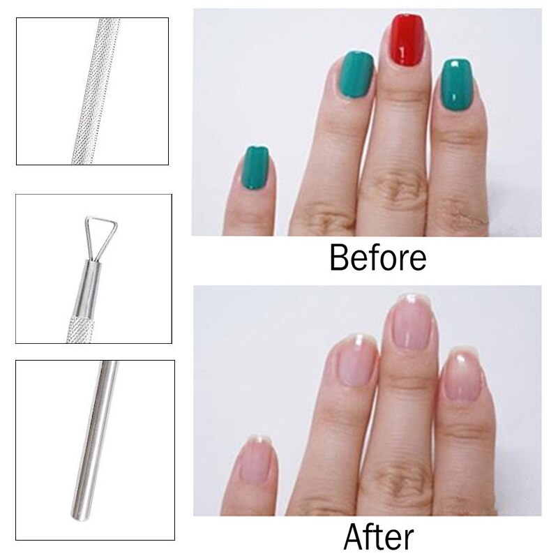 Nail Cuticle Dead Skin Pusher Silver Durable DIY Trimmer Manicure Pedicure Spoon UV Gel Polish Remover Triangle Rod Stick Pusher