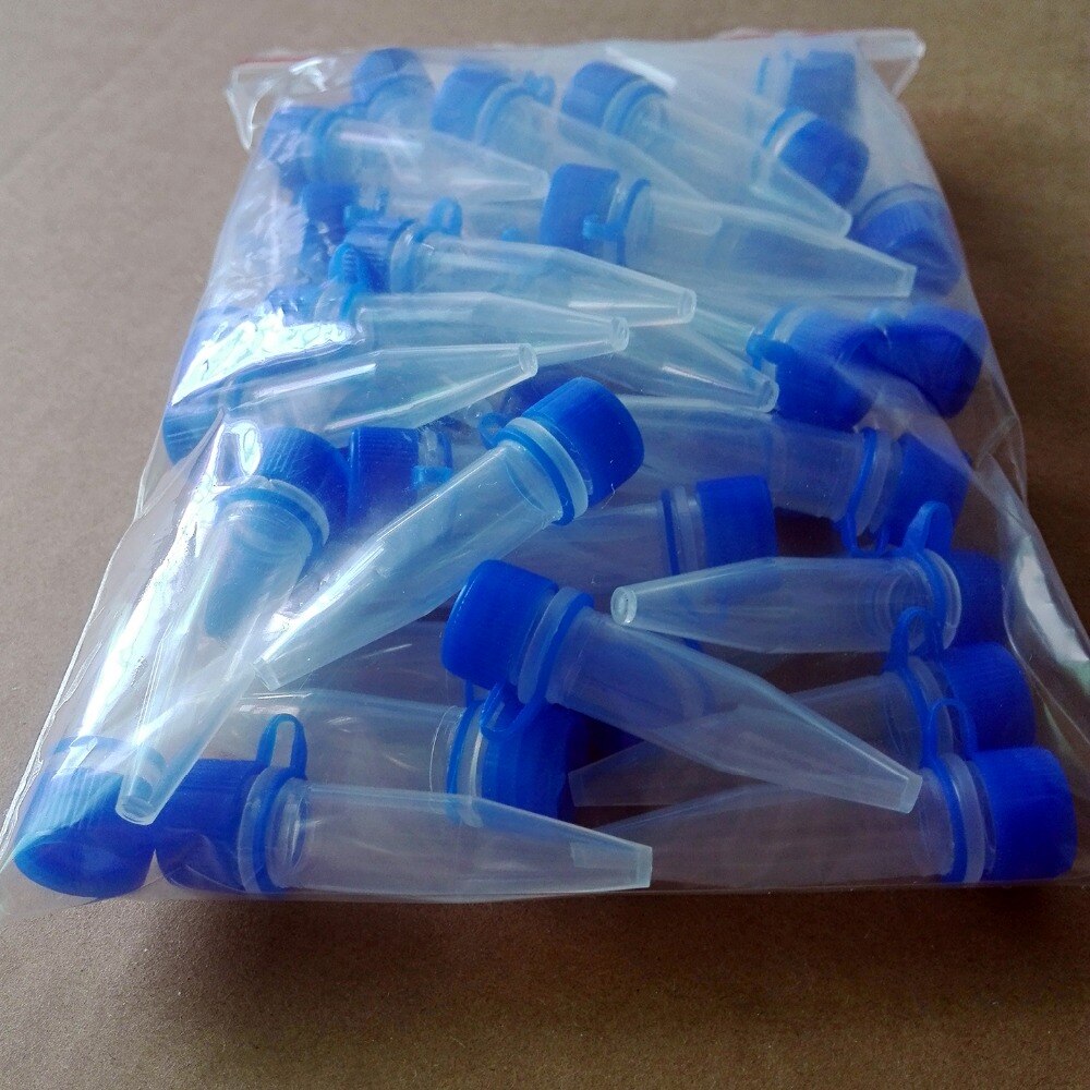 100 PCS 1.5ml Lab Clear Micro Plastic Test Tube Centrifuge Blue Screw Cap Container for Laboratory Sample Specimen Lab Supplies
