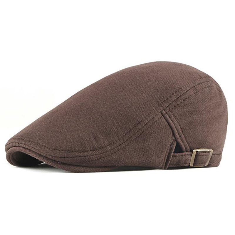 Vintage Mens Flat Ivy Cap Newsboy Gatsby Hat Women Pure Beret Hat Autumn Winter Warm Cotton Hat For Unisex: Brown
