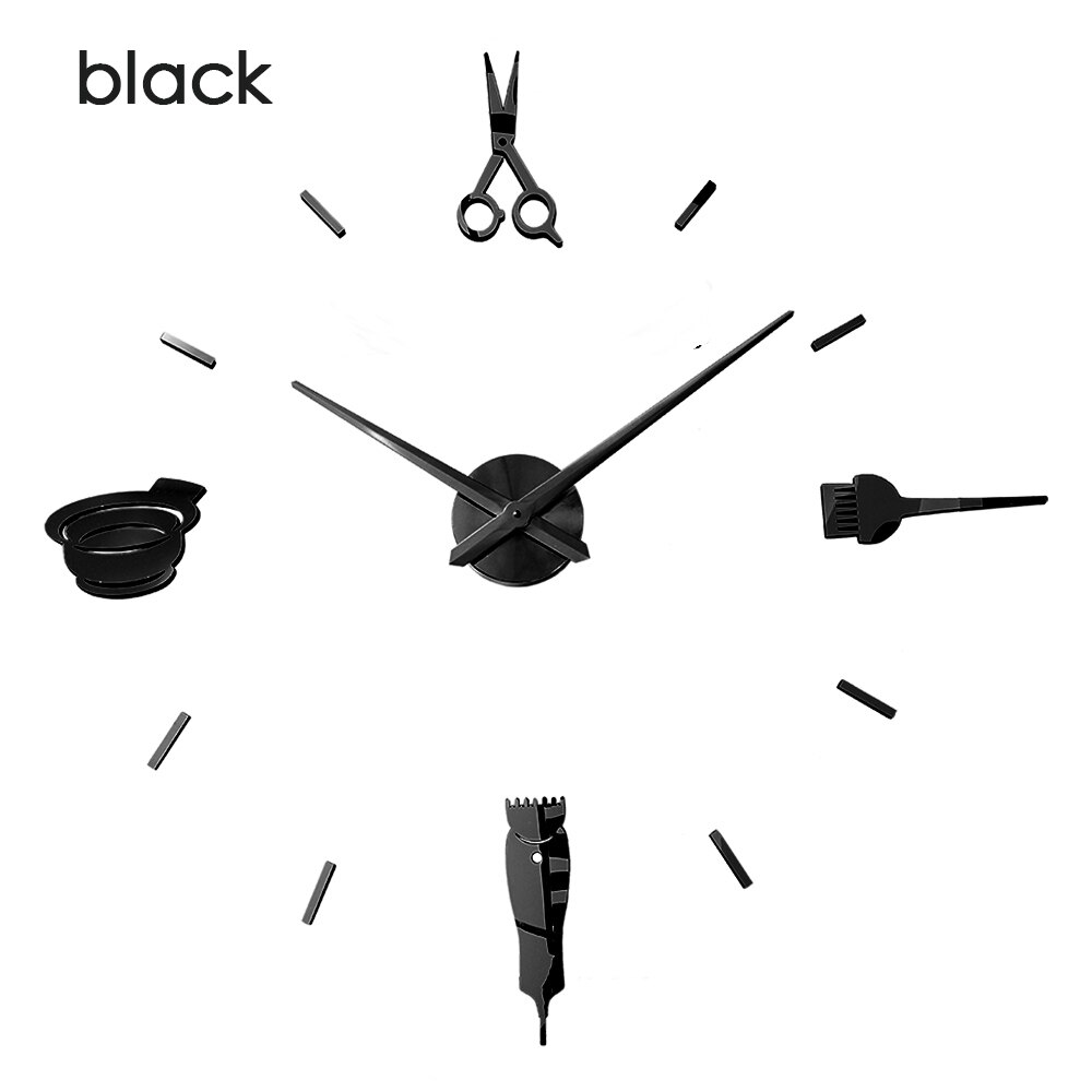 Leuchtende 3D-Wanduhr, große Uhren, modernes , Luminova-Uhrenaufkleber, Spiegel, Friseursalon, Friseur-Haarschnitt: Grün / 20 Zoll