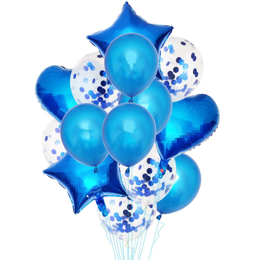 14 stk/sæt 18 tommer hjerte stjerne folie balloner 12 tommer latex konfetti helium air ball globo multifarvet bryllup fødselsdagsfest forsyninger: T1