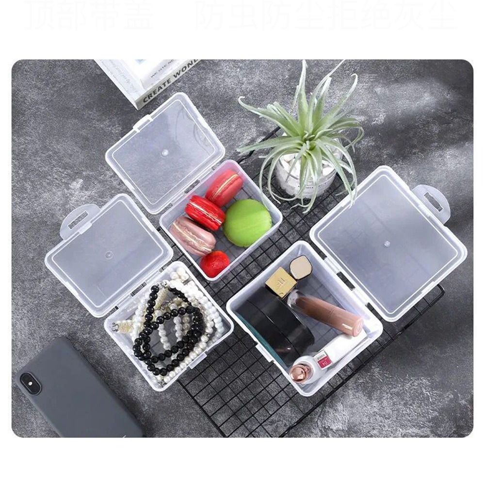 Multi-purpose Storage Box Rectangular Shape Plastic Storage Case with Lid Clear Small Thing Container Storing Jewelry Headband