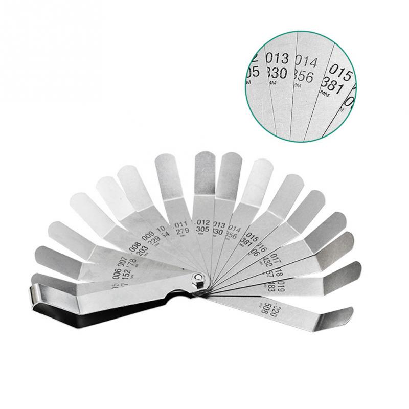 16 Blades Feeler Gauge Metric Imperial Railway High Precision Stainless Steel Gap Filler Thickness Curved Measurement Tool