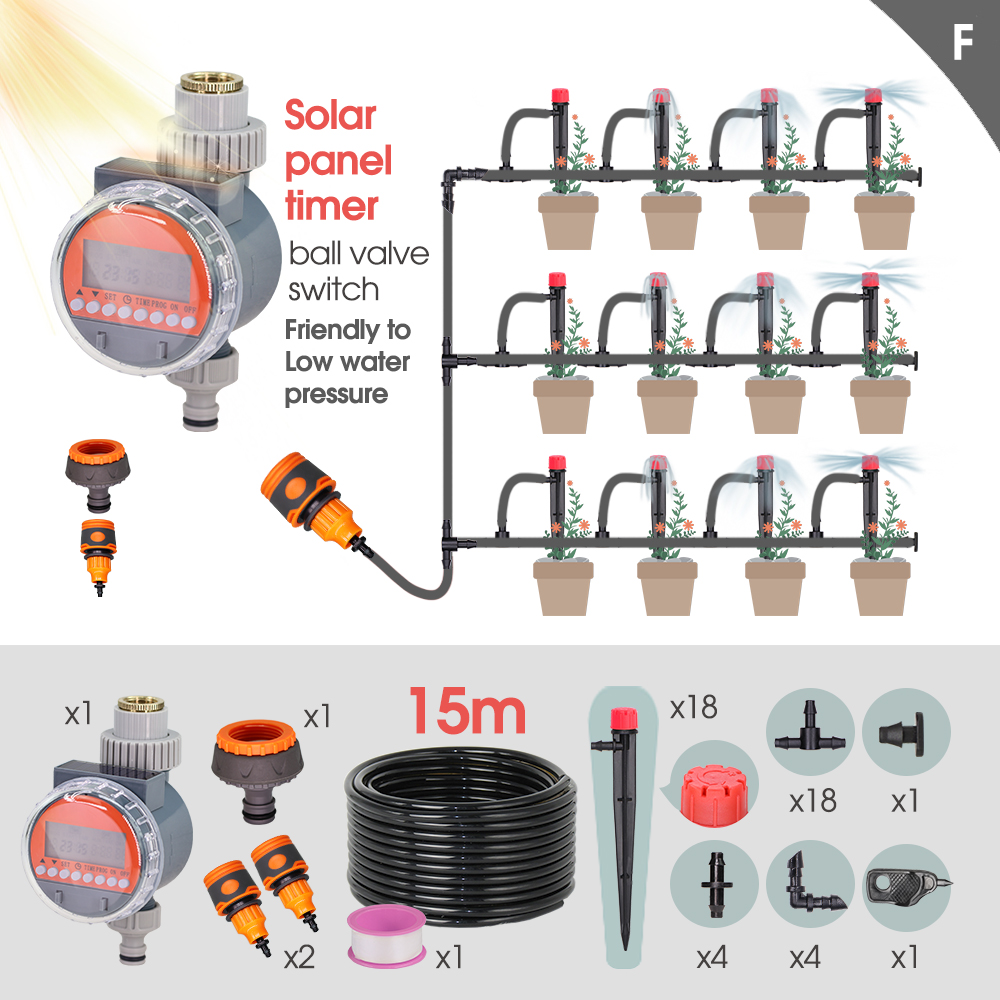 Zonne-Energie Watertimer Aangesloten Op 1/4 "Slang Irrigatie Systeem Programmeerbare Slang Sprinkler Digitale Controller Kogelklep Buiten Wat: Light Grey