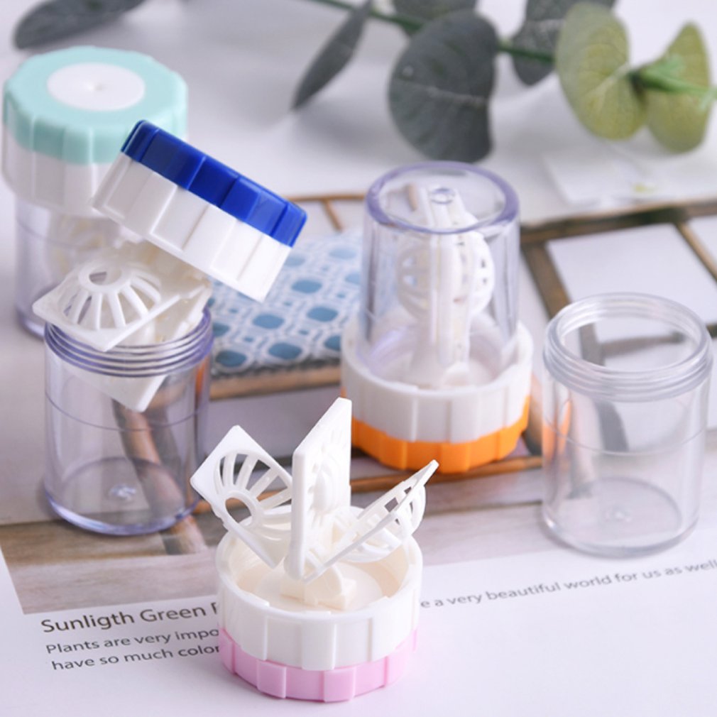 Small Contact Lens Cleaner Portable Manual Rotation Stealth Glasses Box Manual Cleaning Glasses Contact Lens Cleaner