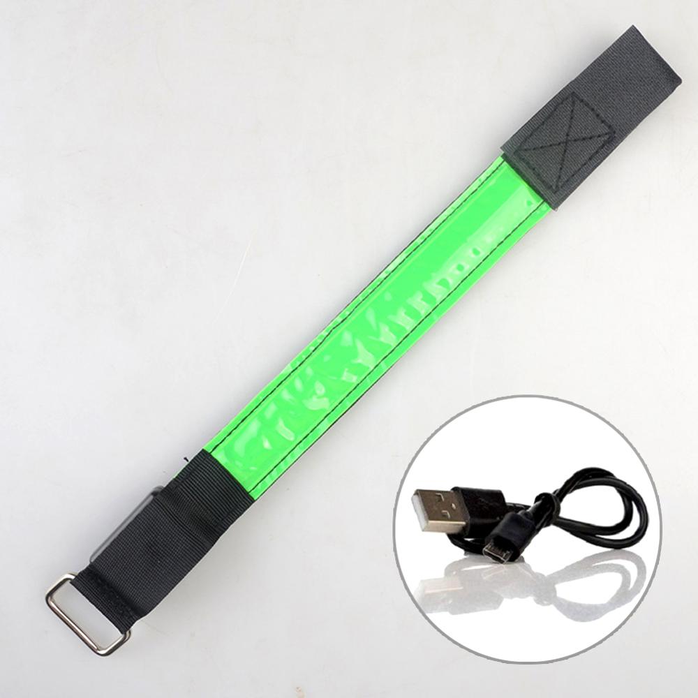 Usb genopladeligt led lysende armbånd reflekterende bånd nat sikkerhedsbånd løbe cykeludstyr til joggere cyklister vandrere koncerter: Grøn