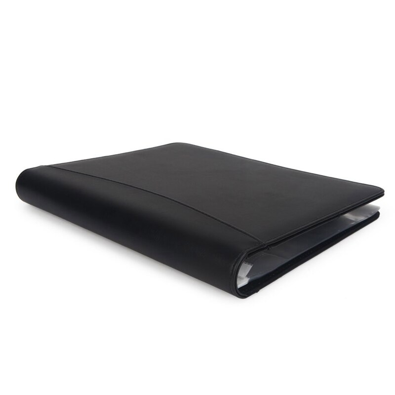 A4 Vegetarian Leather 3 Ring Portfolio Binder Business Binder Padfolio with Notebook Pad for Interview & Business