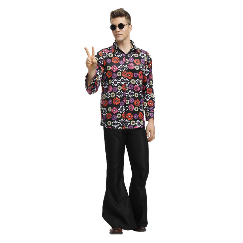 Retro Party Men 60s 70s Hippie Costume Halloween Saturday Night Fever Men's Funky Disco Ball Dress