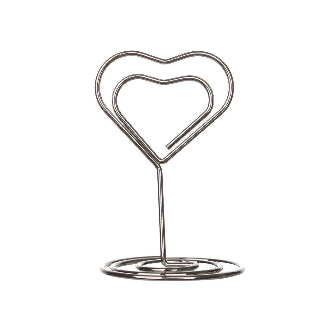 1 pc cool bröllopsfest skrivbord dekoration metall plats korthållare romantisk hjärta diamant fotoklipp bord nummer nummer: Hjärta - silver