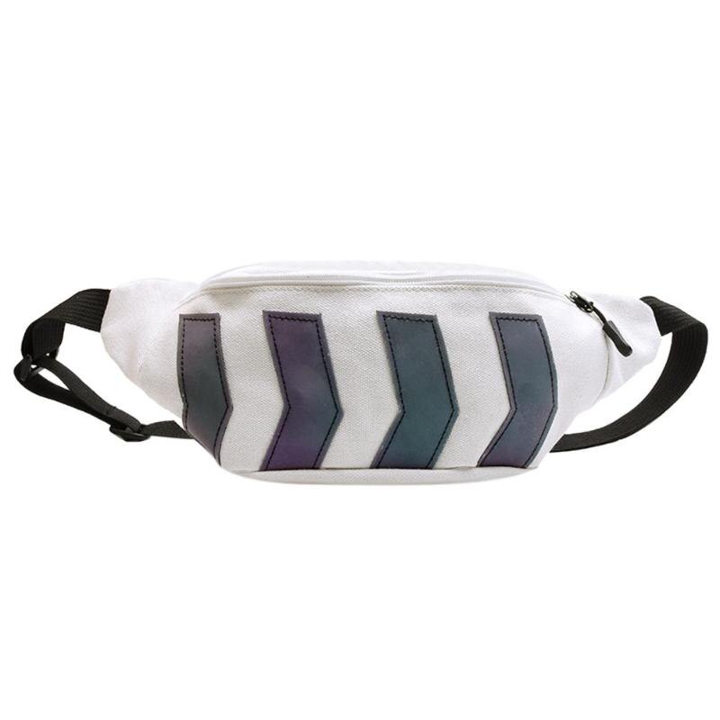 Pochete com refletor, bolsa de cintura da moda para mulheres e homens, de lona, com cinto, hip hop, rua, refletor, bolsa transversal, dinheiro casual 2019 bolsa nova: WHITE