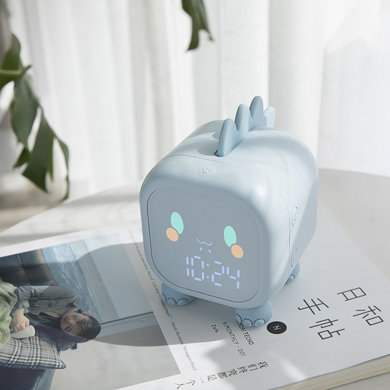 Leuke Cartoon Dinosaurus LED Digitale Wekker Wake Up Nachtlampje Relojes Desktop Decoratie Kinderen Slaap Trainer