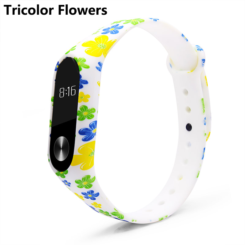 BOORUI Miband 2 Accessories mi band 2 strap colored Special Silicone Strap belt for Xiaomi Mi Band 2 Smart Bracelets Smartband: Tricolor